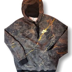NIKE Sportswear Marble Gold Pullover Hoodie.